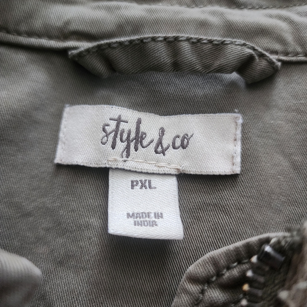 Style & Co Petite XL Olive Green Women's Utility Jacket GUC - Picture 12 of 13